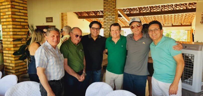Esquerda para direita: Desembargador Edilson Cerdoso , ex-governador Freitas Neto, advogado Marcelo Feitosa, Estenio Campelo, Pompílio e secretário Zé Santana